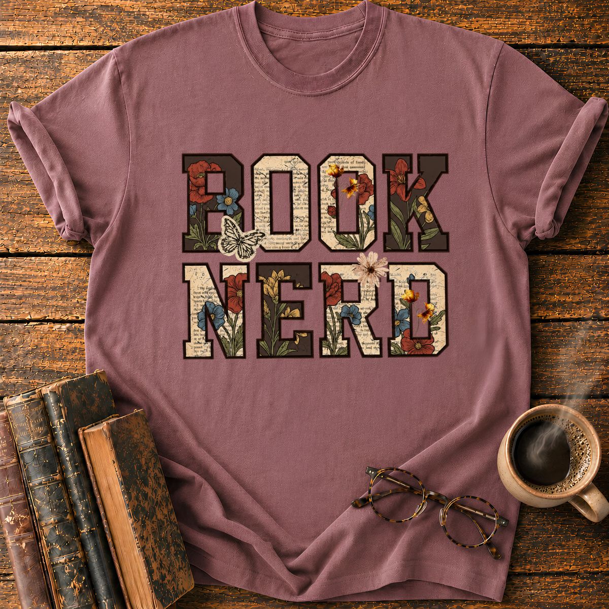 Book Nerd Typography T-Shirt