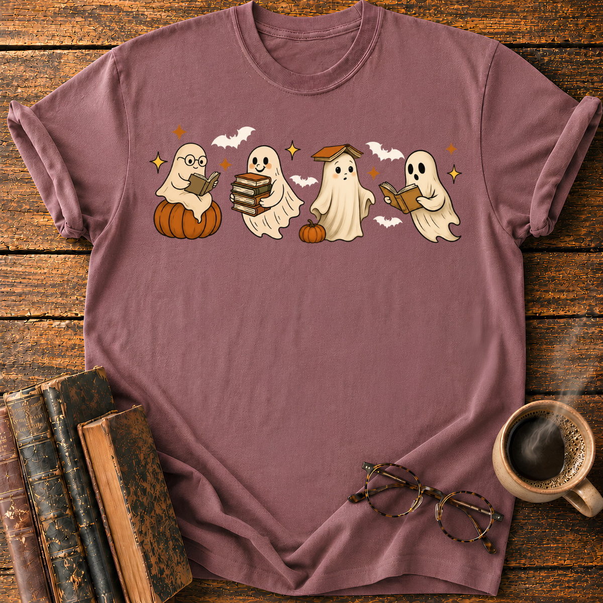 Ghosts Reading Books T-Shirt