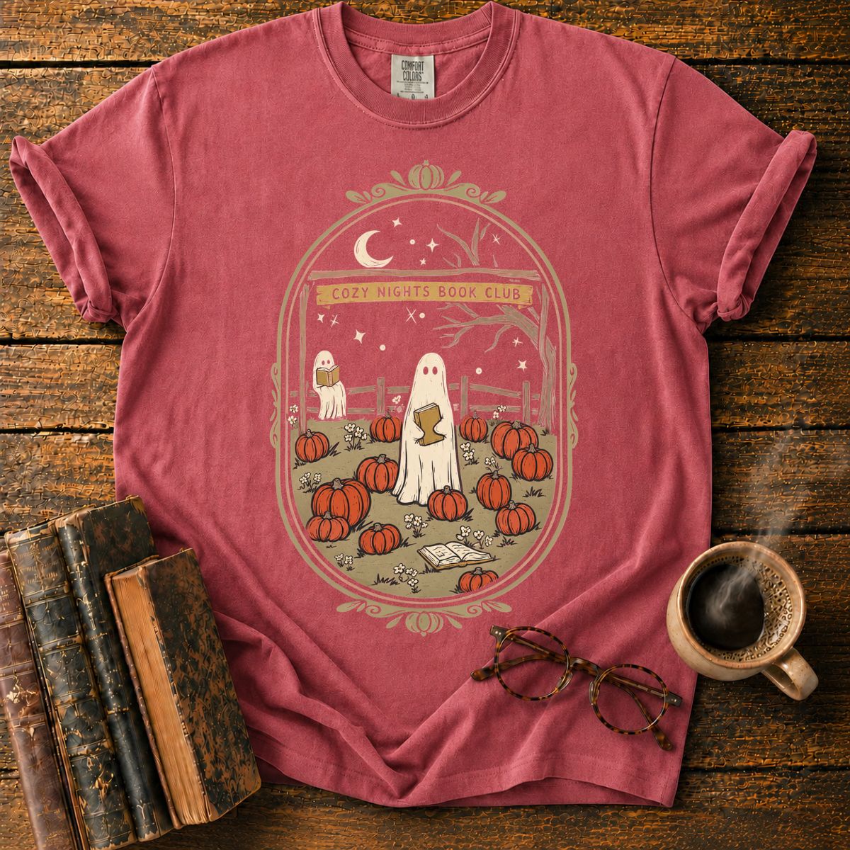 Cozy Nights Book Club Pumpkin T-Shirt