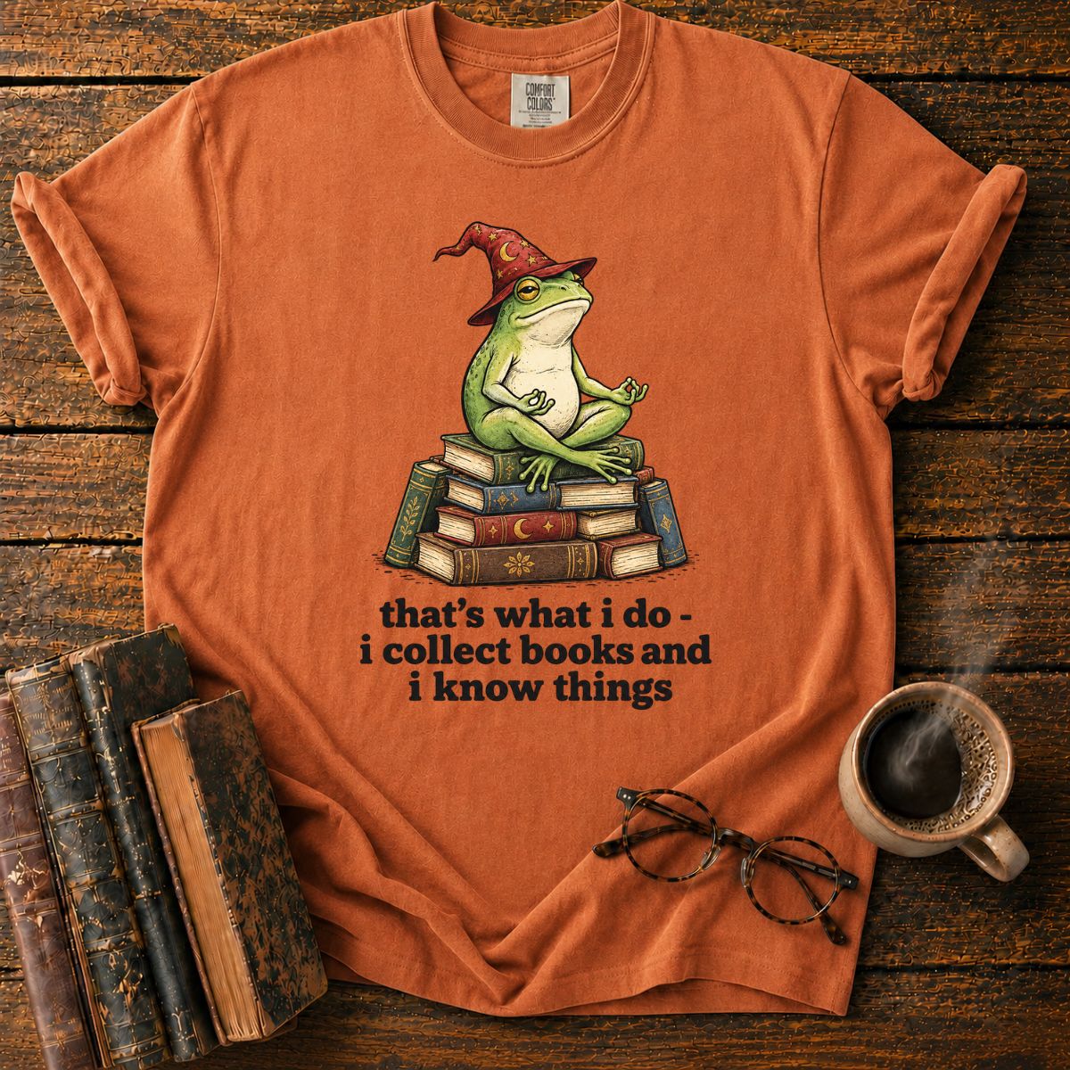 Wise Frog Wizard Collects Books T-Shirt