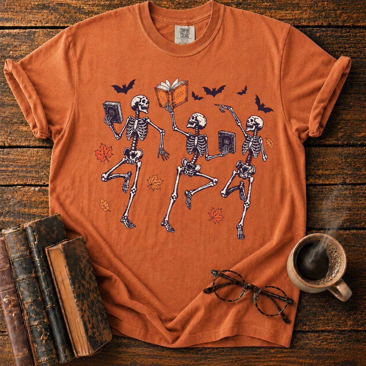 Dancing Skeletons with Haunted Books T-Shirt
