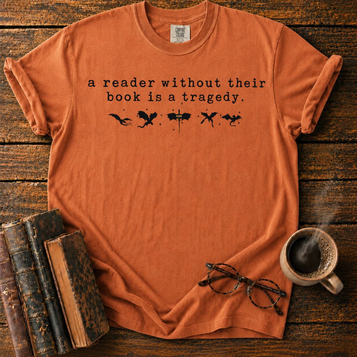 Vintage Bookish Dragon Quote T-Shirt