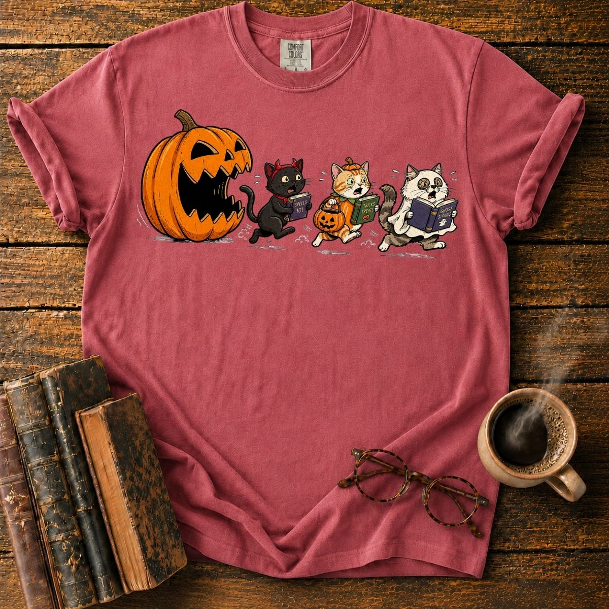 Pumpkin Chase_ Halloween Cat Chaos T-Shirt