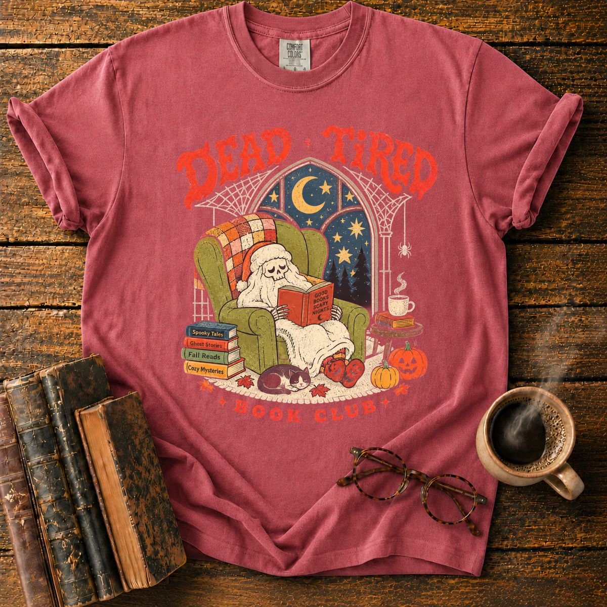 Dead Tired Book Club Skeleton T-Shirt