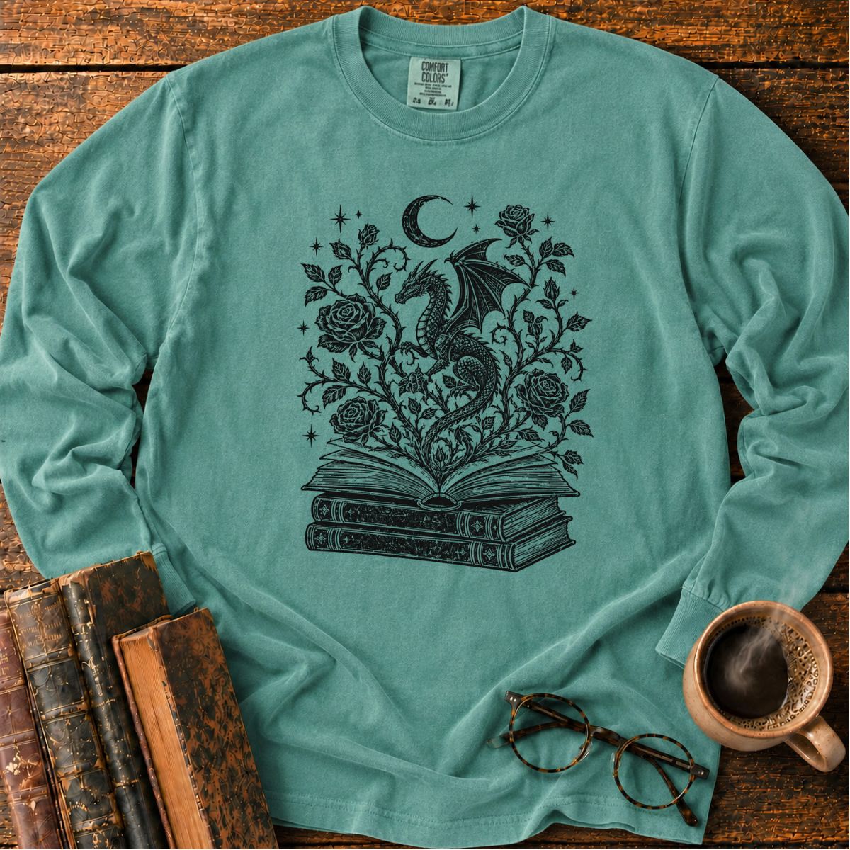 Dragon Rose Book LS T-Shirt