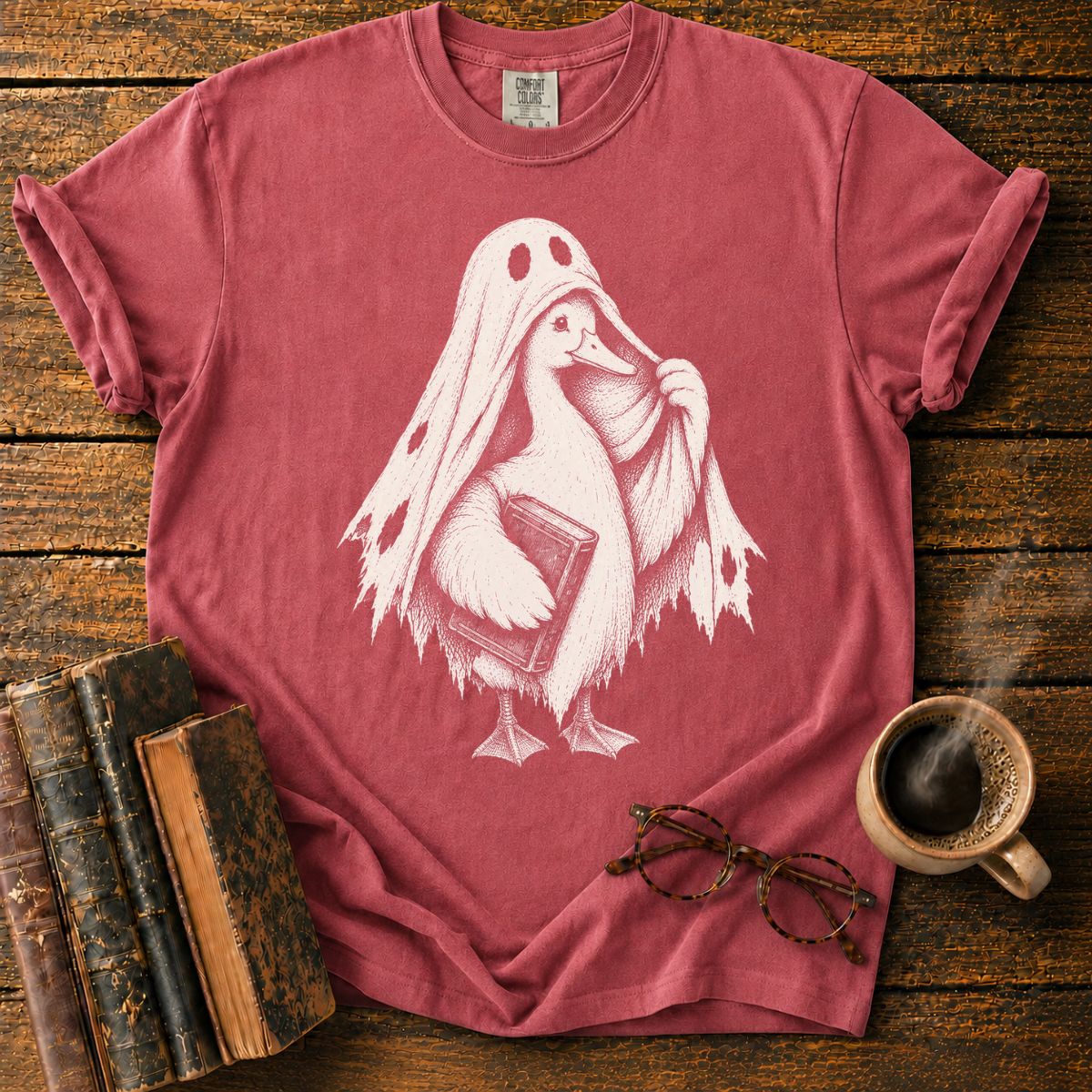 Ghostly Goose with a Book T-Shirt