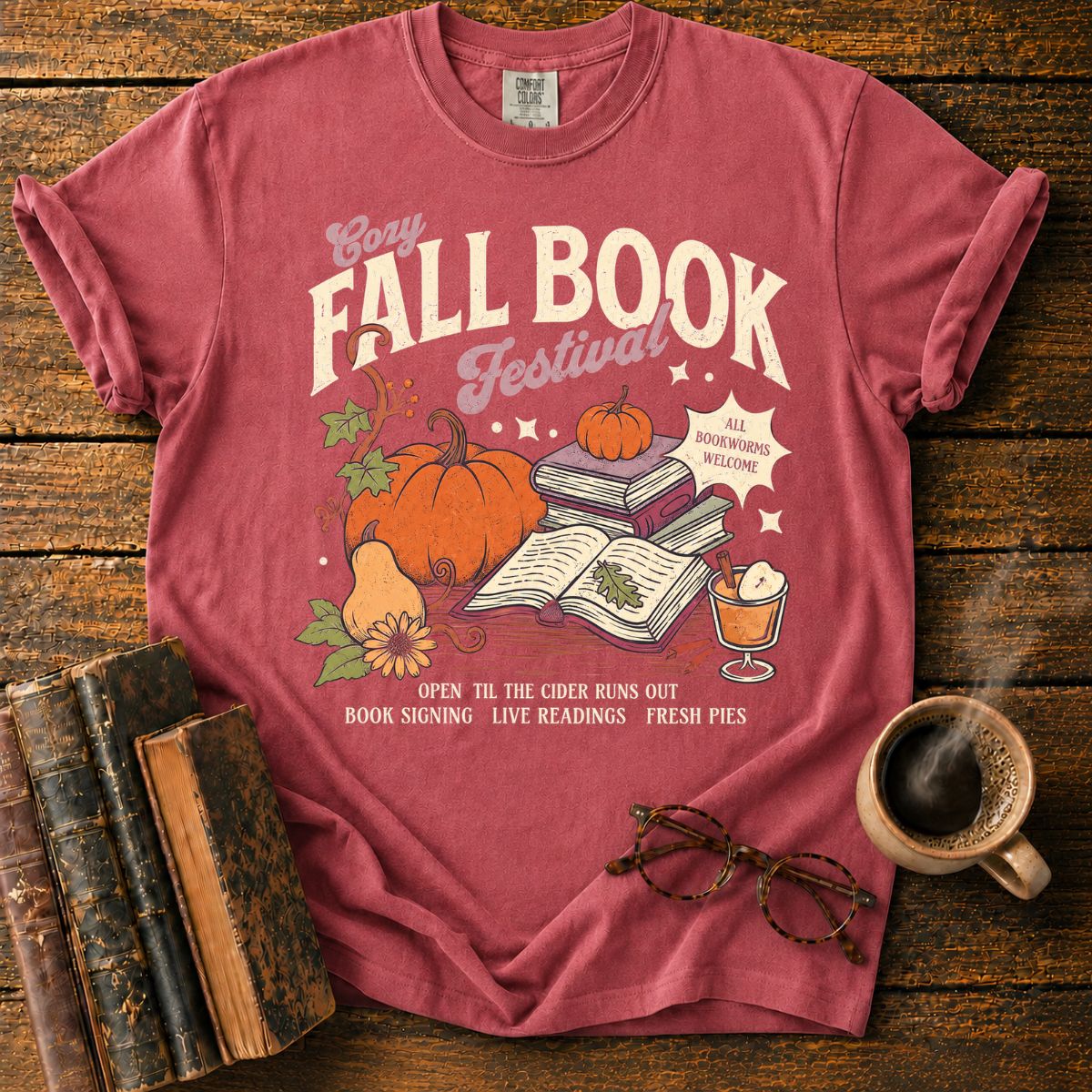 Cozy Fall Book Festival Pumpkin T-Shirt