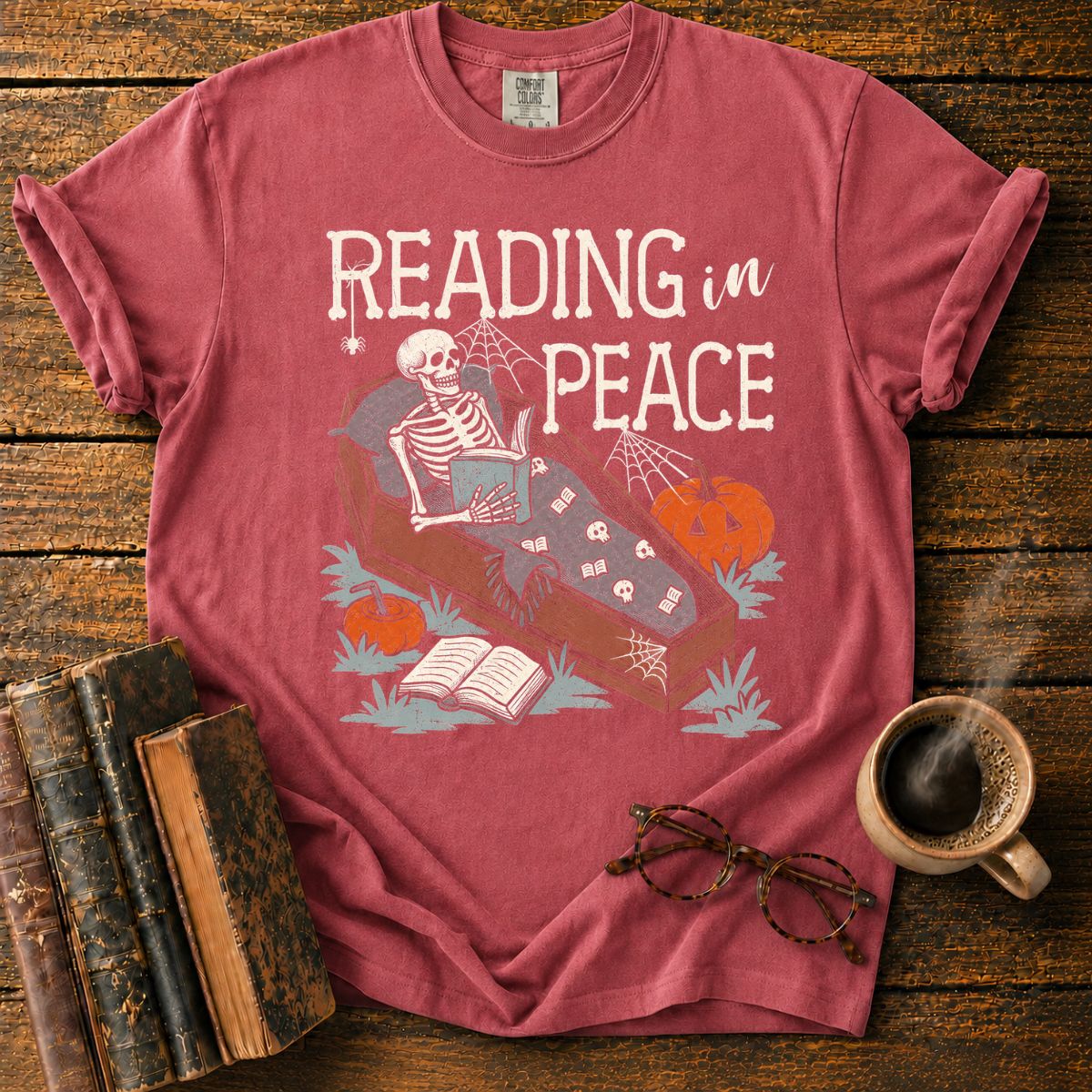 Reading in Peace Skeleton T-Shirt