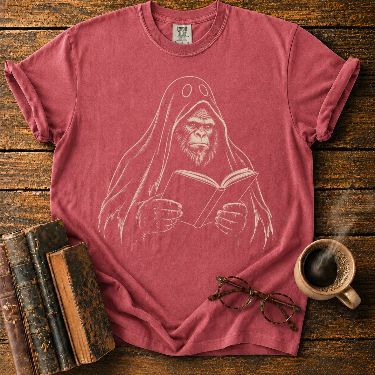 Cloaked Gorilla Reading a Book T-Shirt