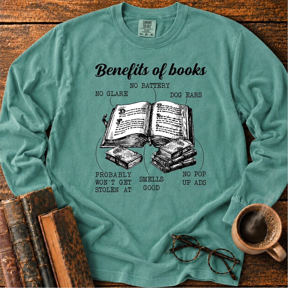 Funny Benefits Of Books Diagram LS T-Shirt