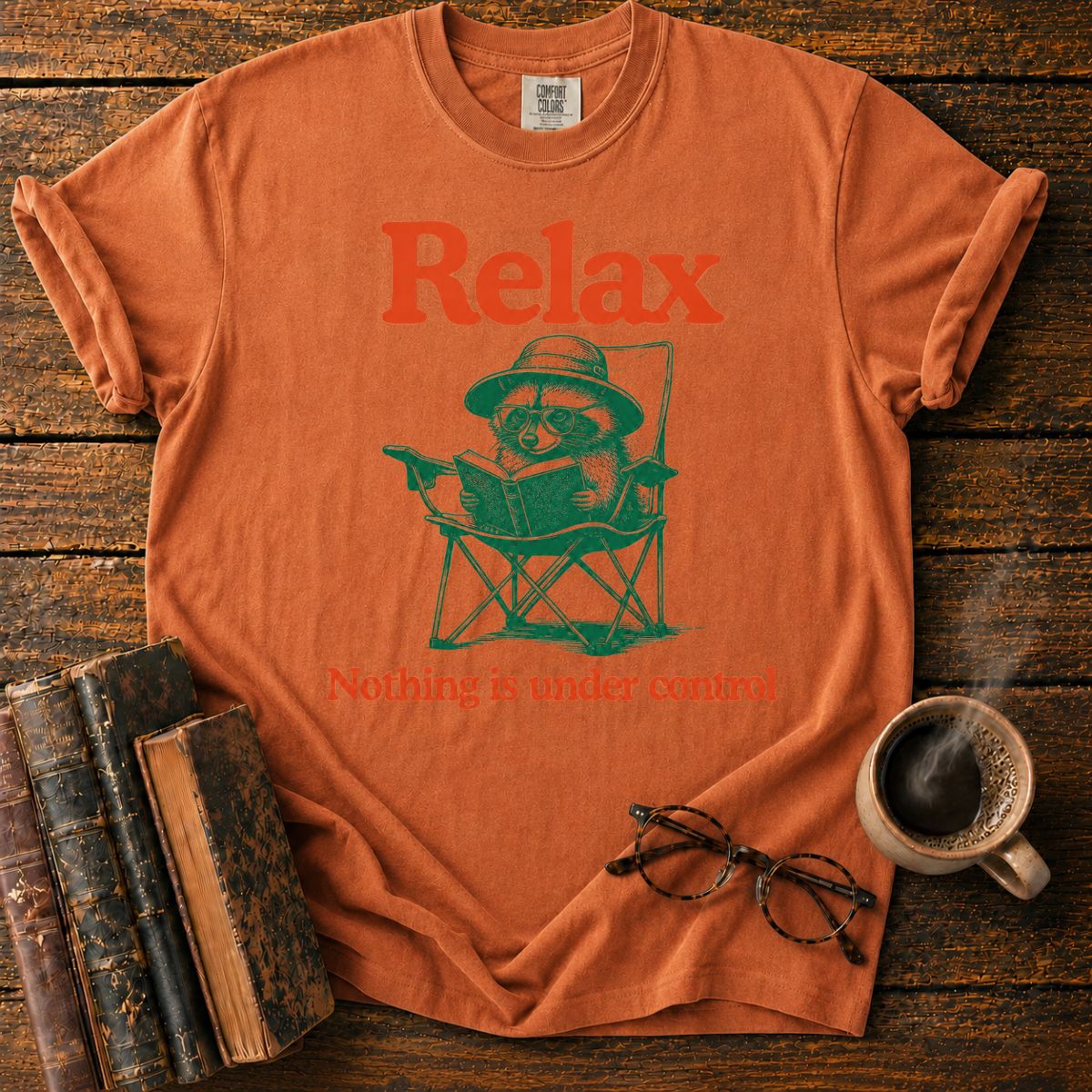 Relaxing Raccoon Reading T-Shirt