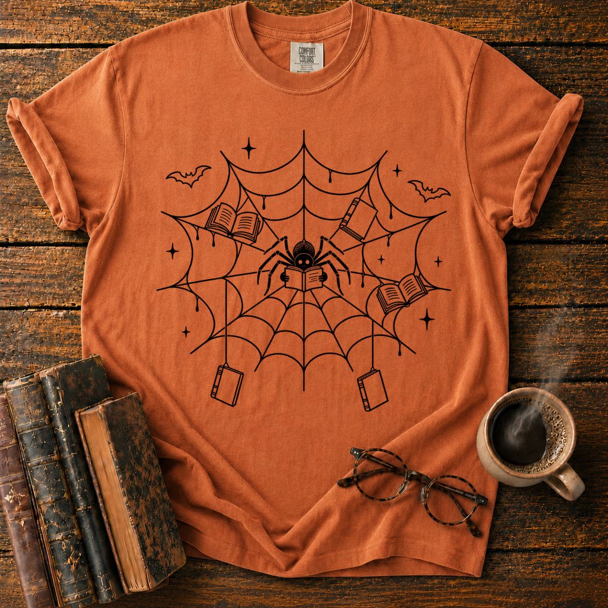 Spooky Spider Library T-Shirt