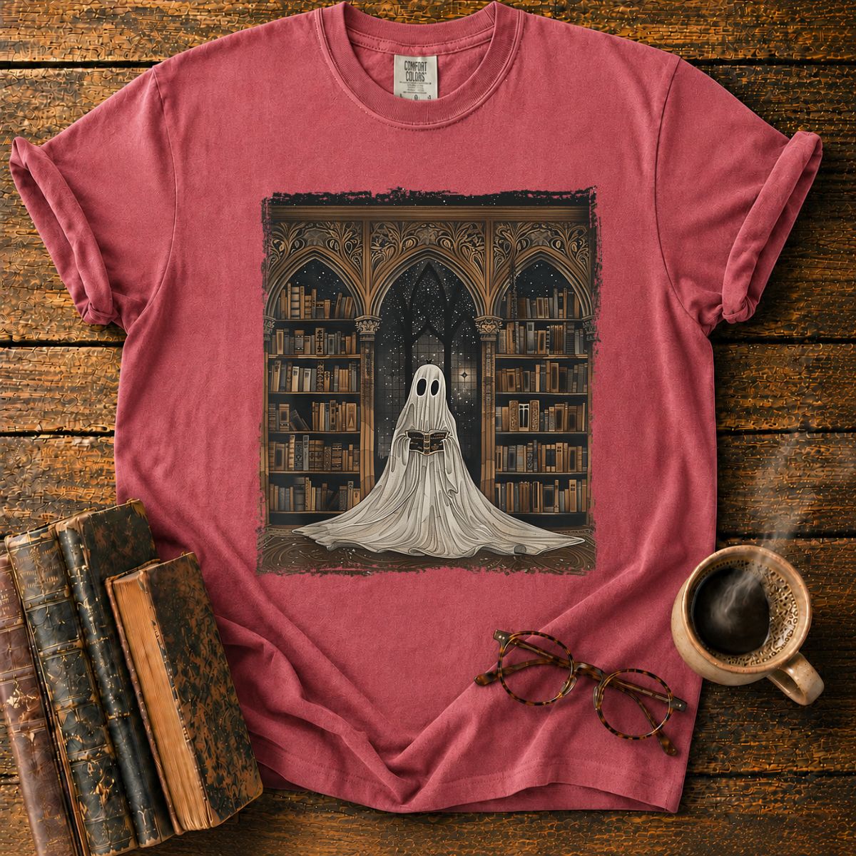 Reading Ghost Library Halloween T-Shirt
