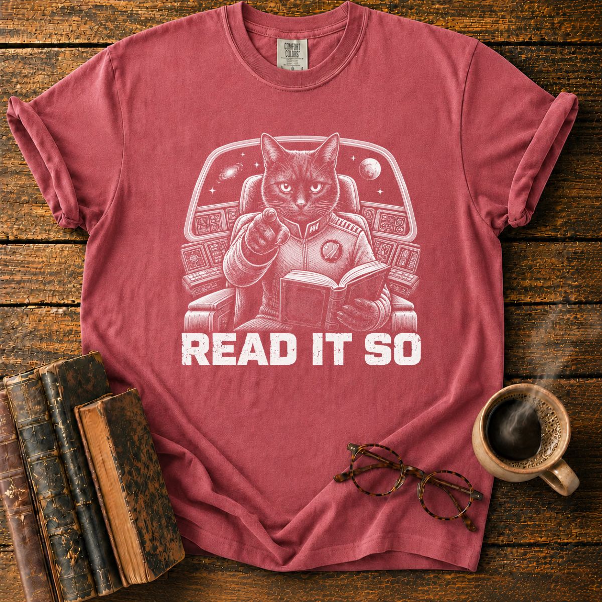 Commanding Cat in Space Cockpit T-Shirt