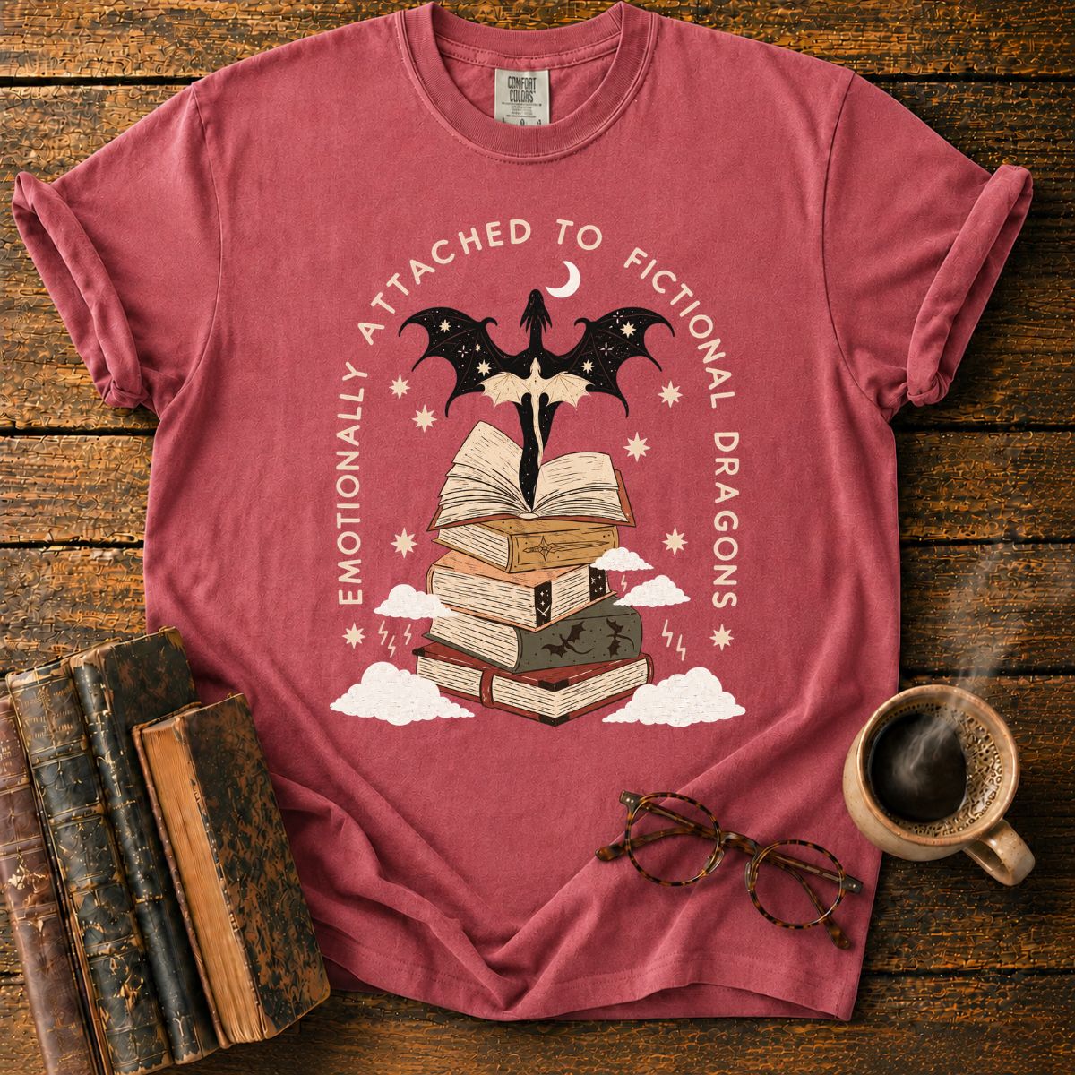 Fictional Dragons Bookish Fantasy T-Shirt