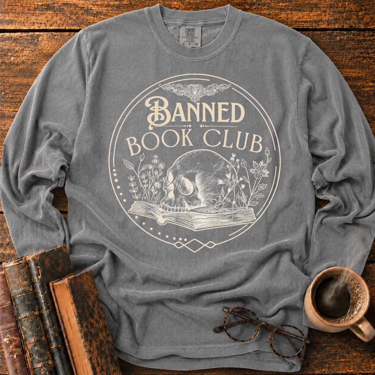 Banned Book Club Skull Emblem LS T-Shirt