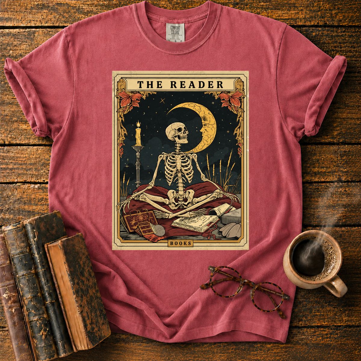Skeleton Tarot Card Book Lover T-Shirt