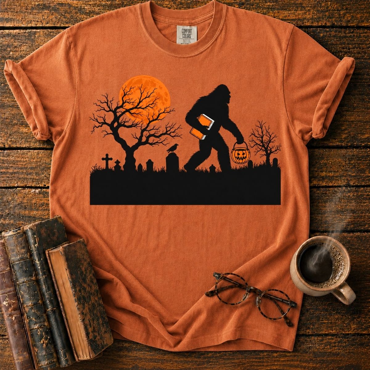 Sasquatch Halloween Graveyard T-Shirt
