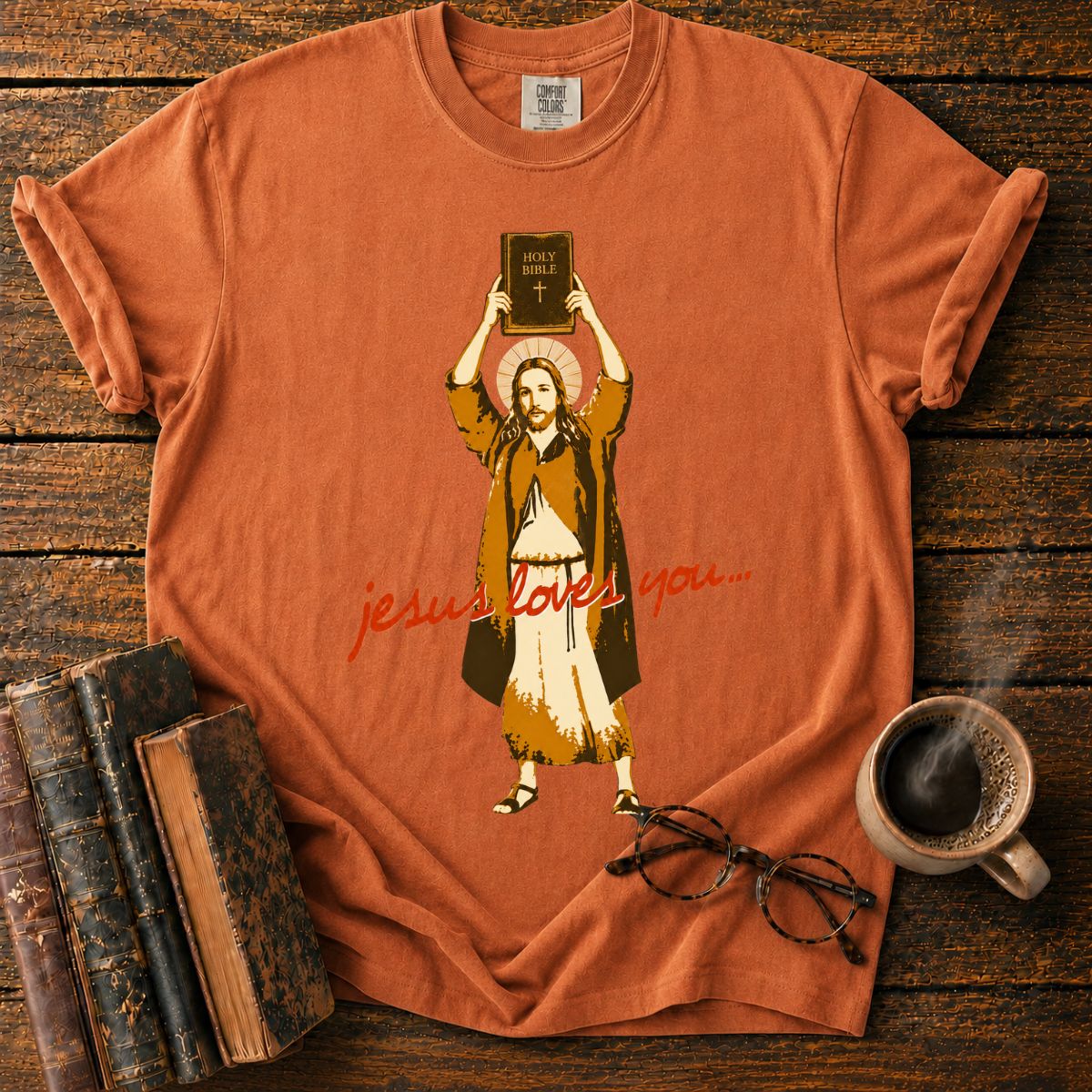 Jesus with Holy Bible T-Shirt