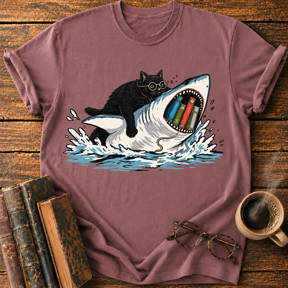 Cat Rides a Shark T-Shirt