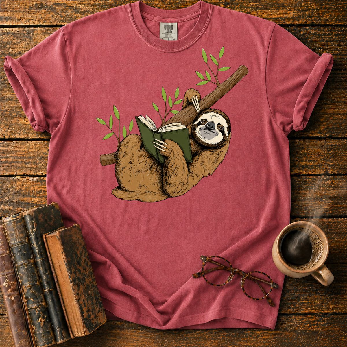 Sloth Reading on a Branch T-Shirt