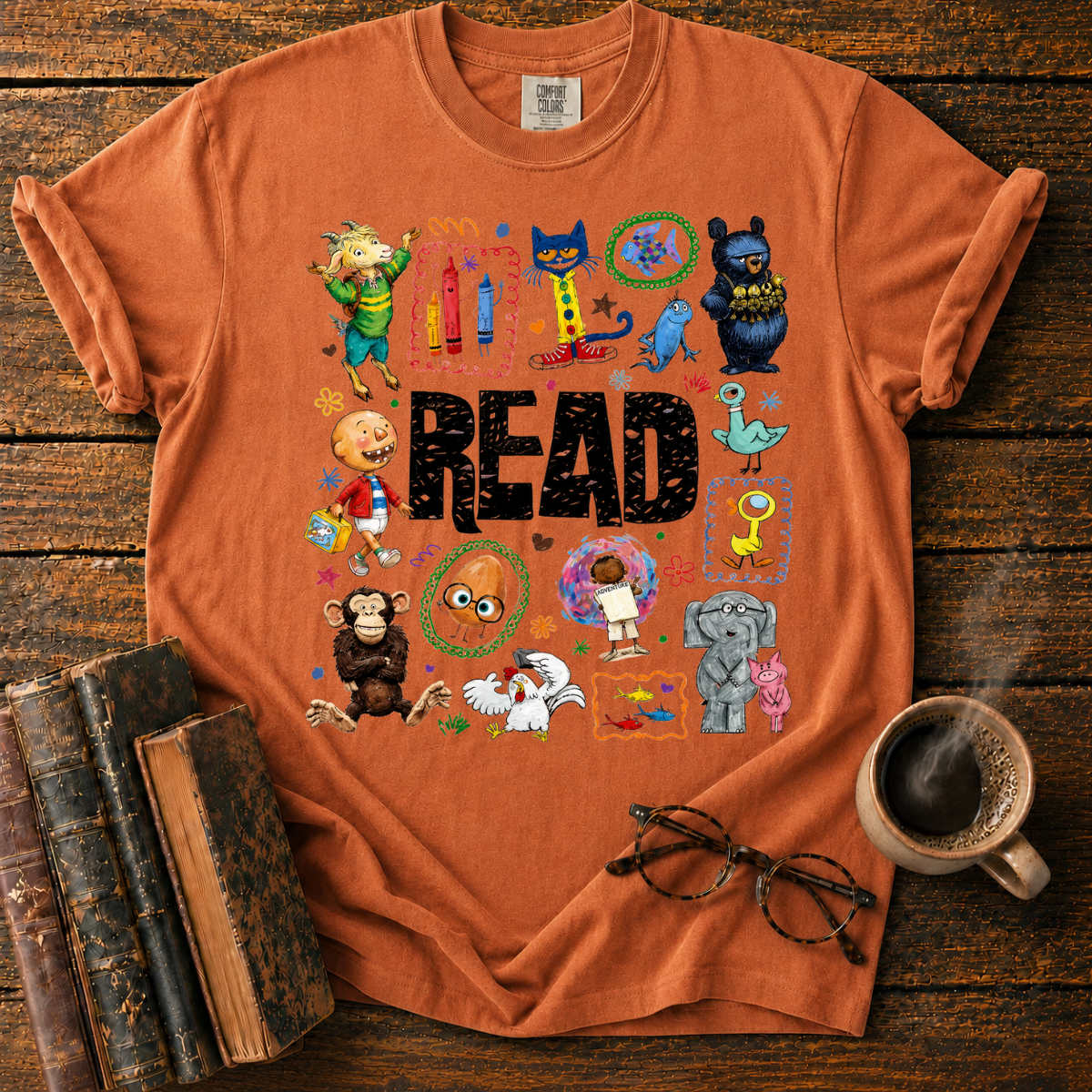 Whimsical Children’s Reading Collage T-Shirt