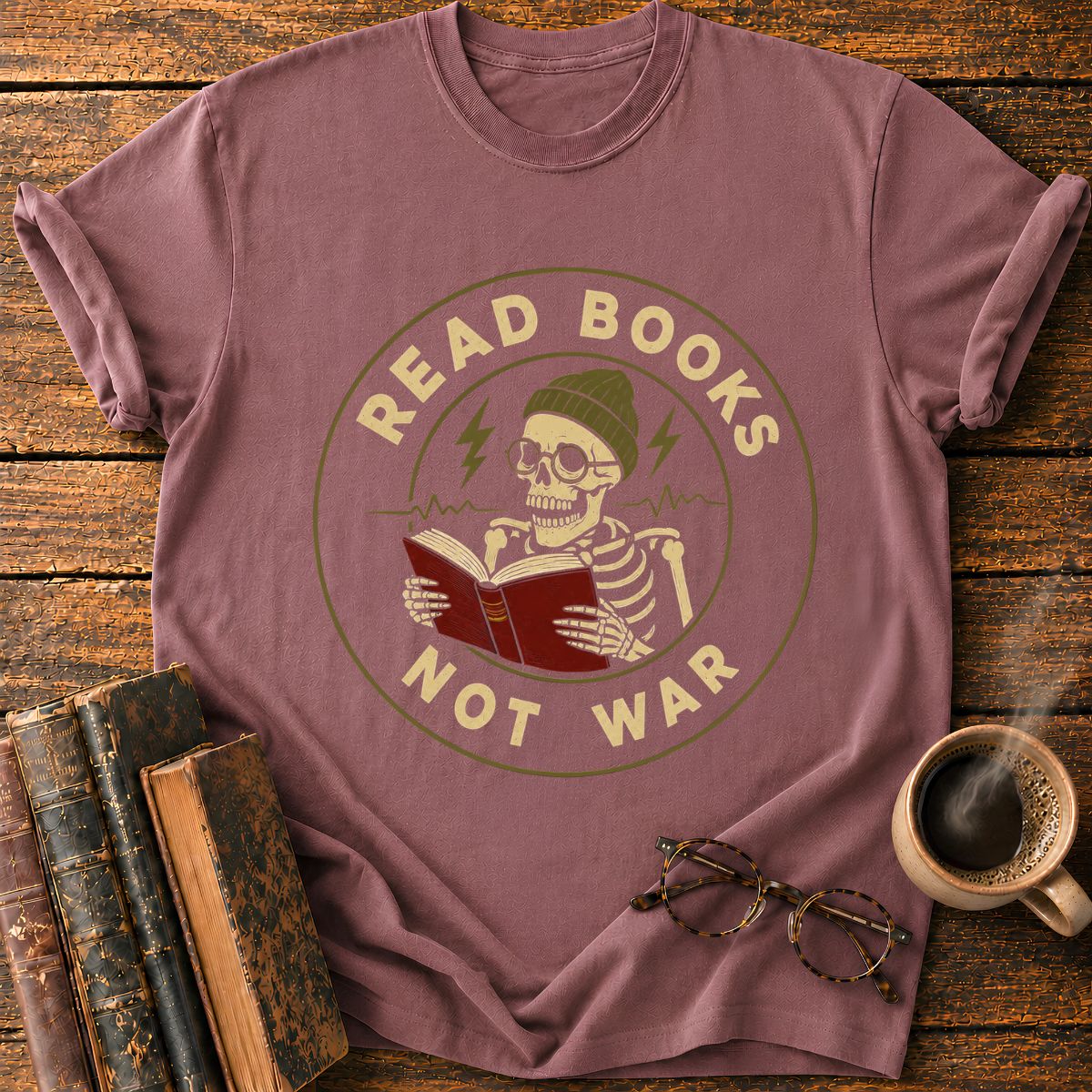 Read Books Not War Badge T-Shirt