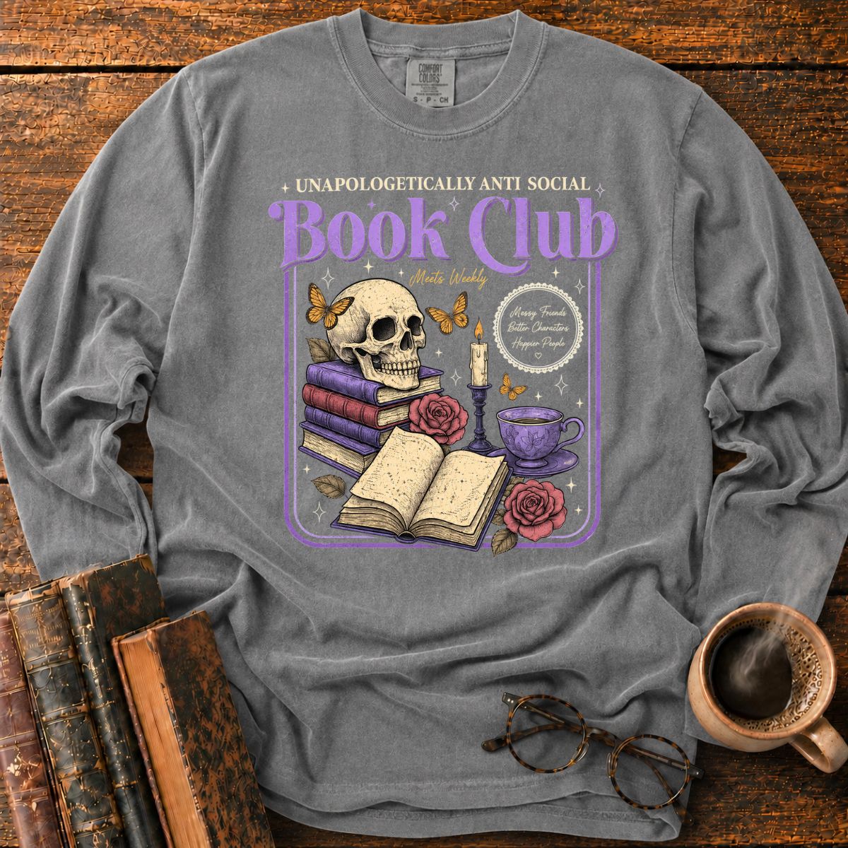 Anti Social Book Club Skull LS T-Shirt