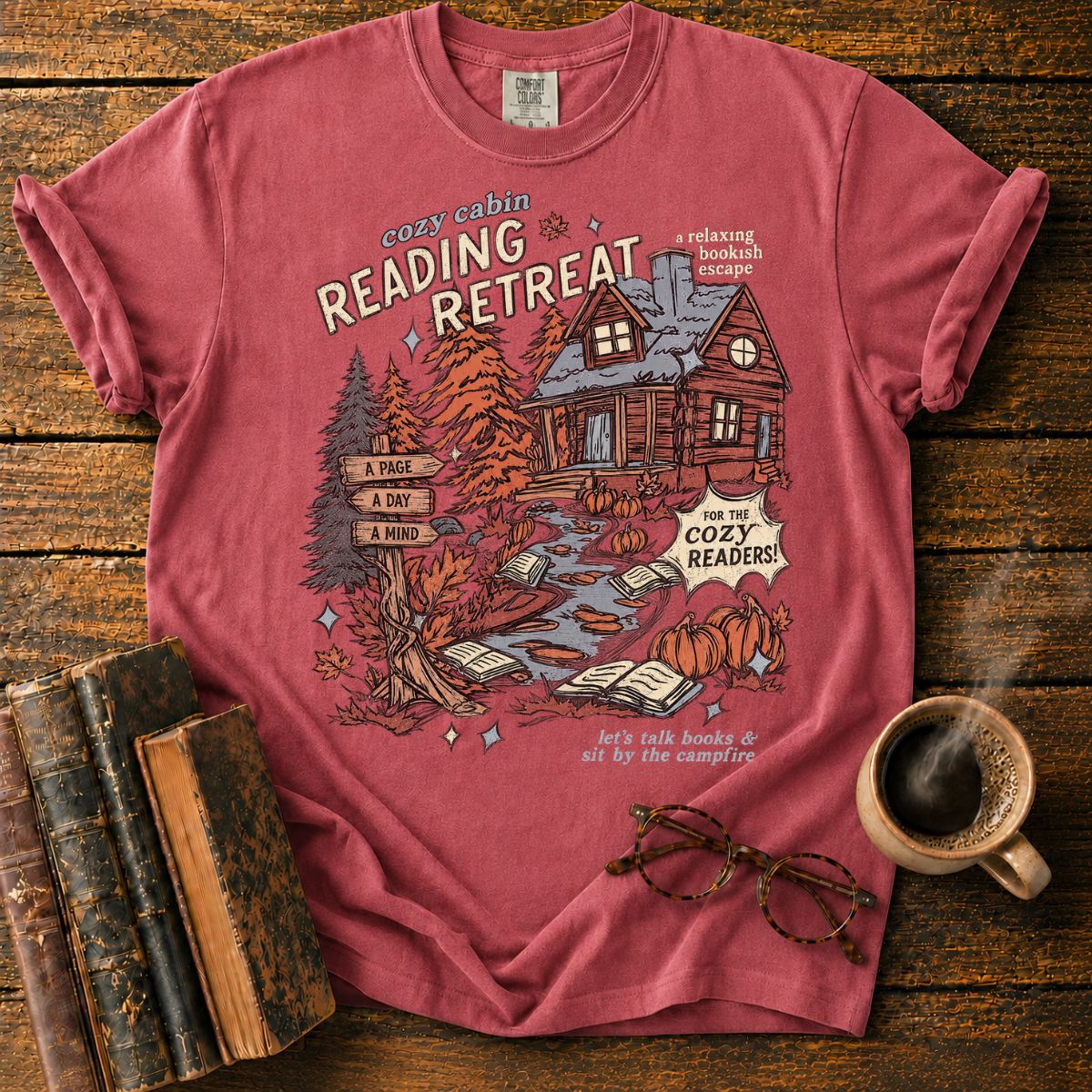 Cozy Cabin Reading Retreat T-Shirt