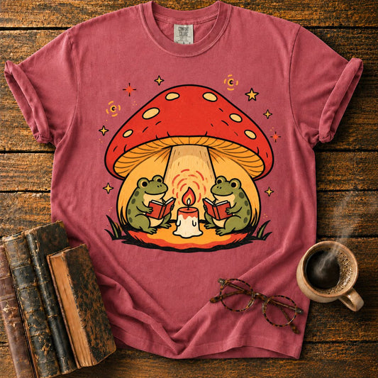 Frogs Reading Beneath a Mushroom House T-Shirt