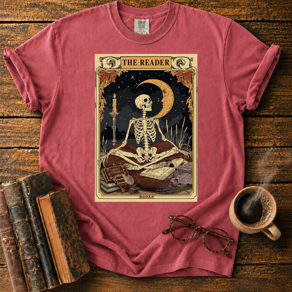 The Reader_ A Moonlit Literary Tarot T-Shirt