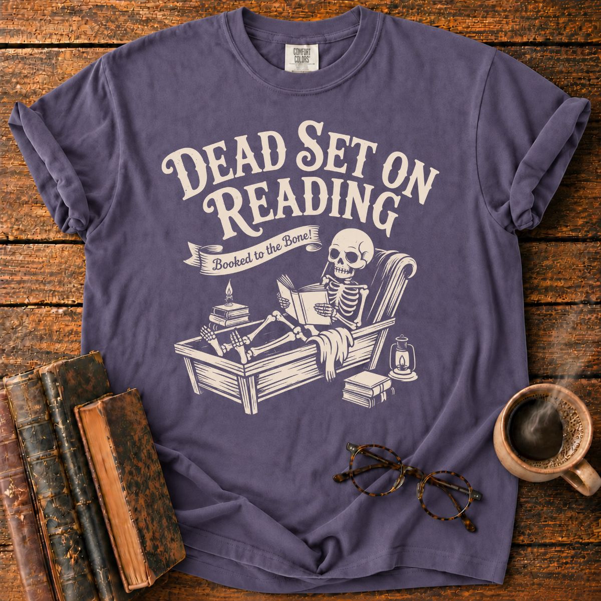 Dead Set On Reading Skeleton T-Shirt