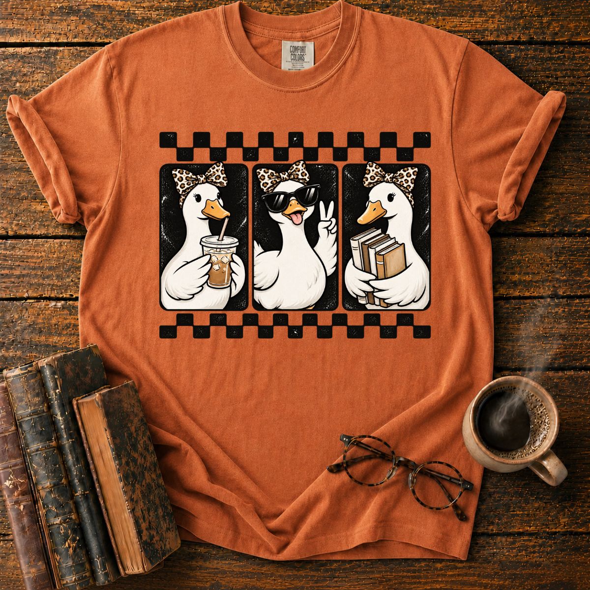 Cute Duck With Books T-Shirt