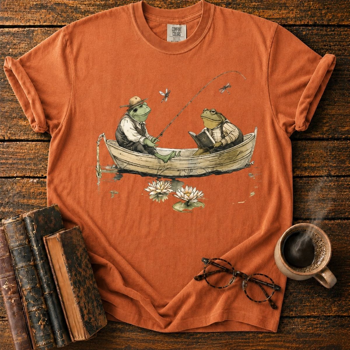 Storybook Frogs Drifting on Lily Pond T-Shirt