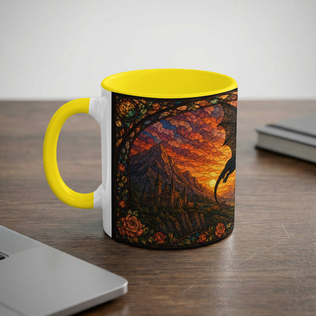 Golden Hour Dragon Stained Glass Mug
