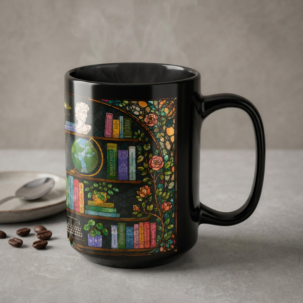 Enchanted Library Stained Glass Cozy Corner Mug
