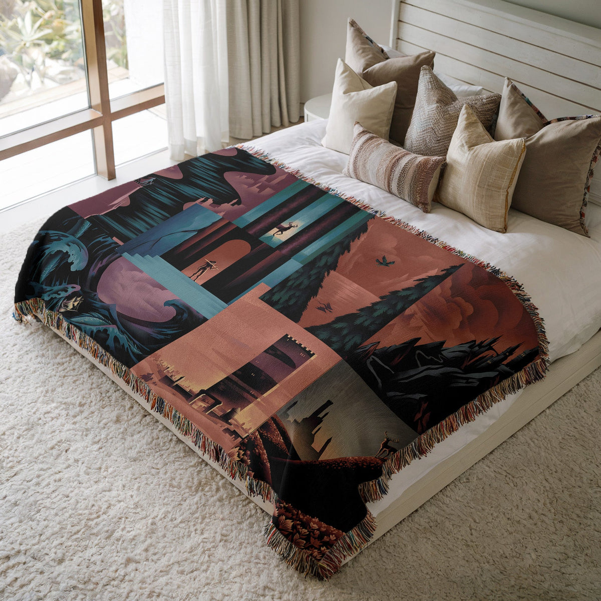 Throne of Glass Realms Woven Throw Blanket