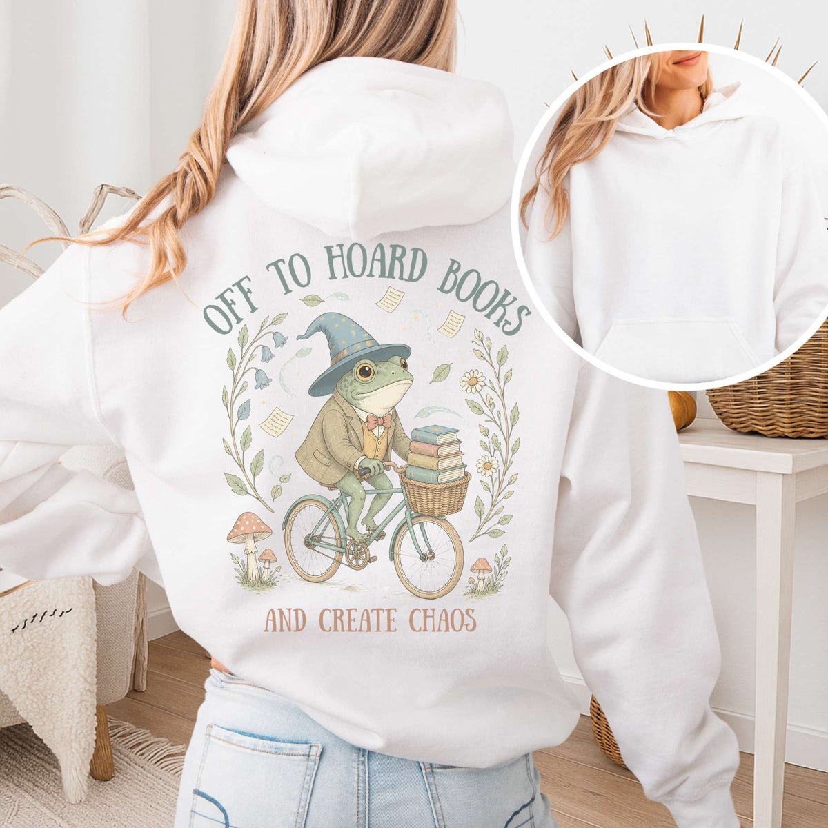 Off to Hoard Books and Create Chaos Literary Hooded Sweatshirt