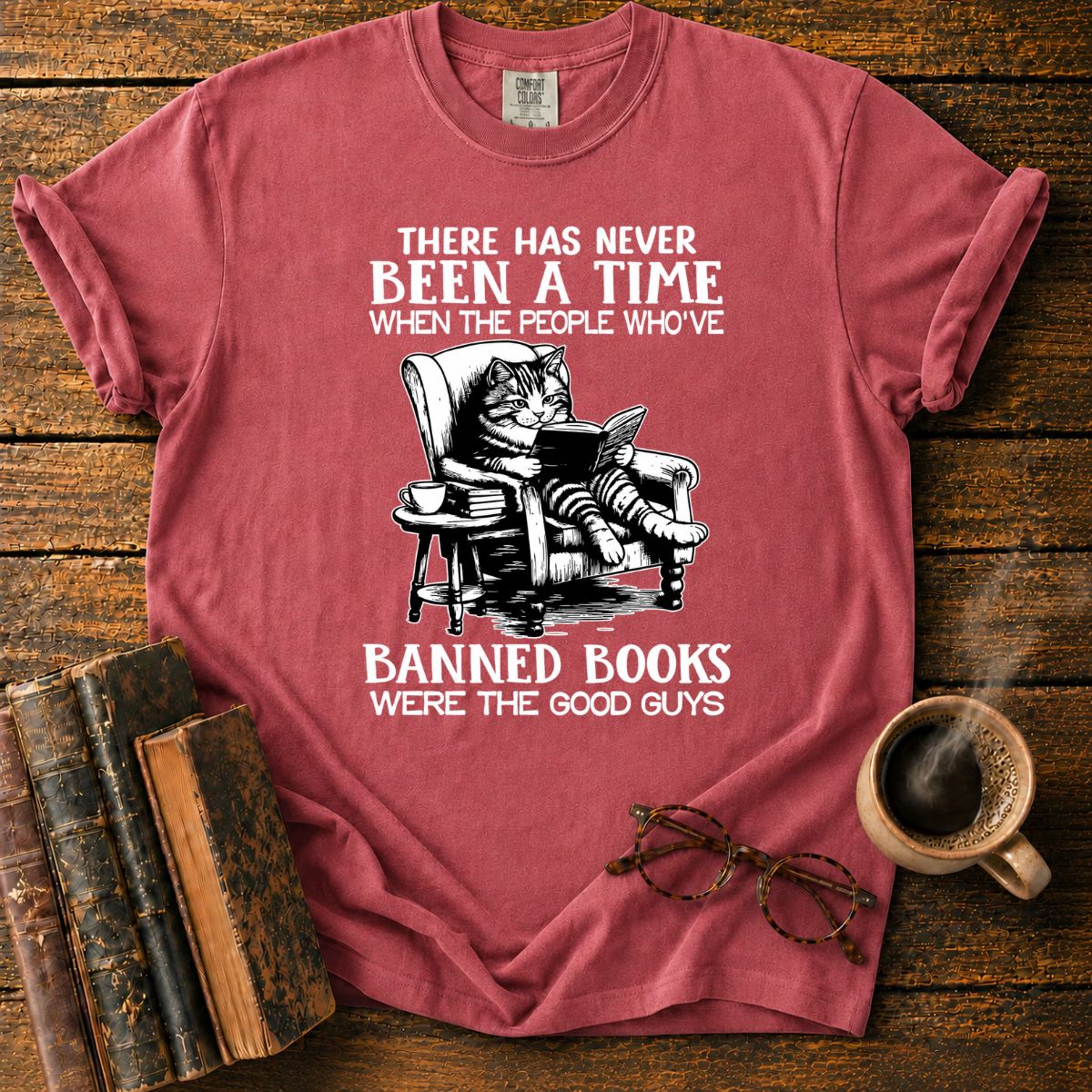 Cat Reading Banned Books Good Guys T-Shirt
