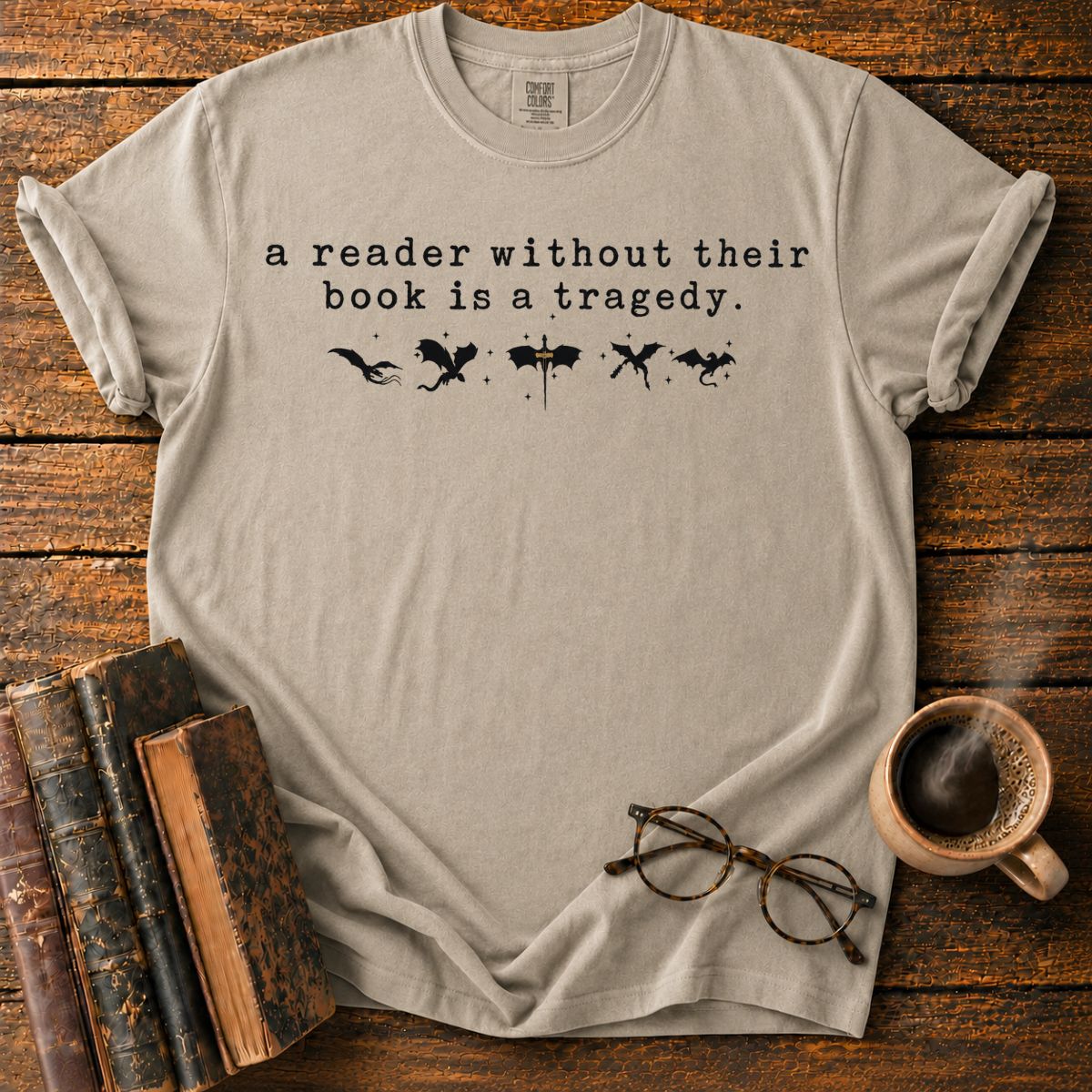 Vintage Bookish Dragon Quote T-Shirt