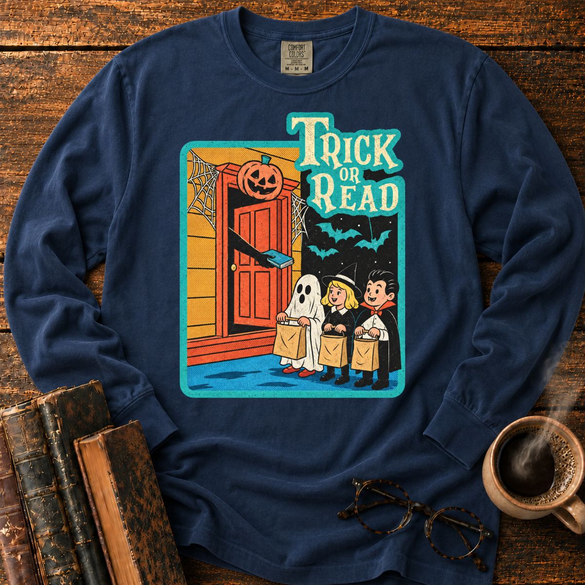 Retro Trick Or Read Halloween LS T-Shirt