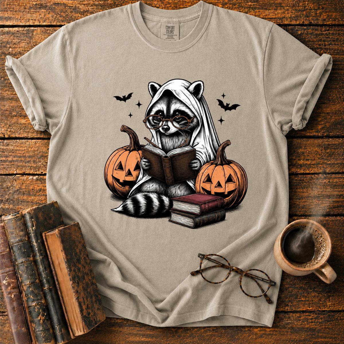 Raccoon’s Halloween Reading T-Shirt