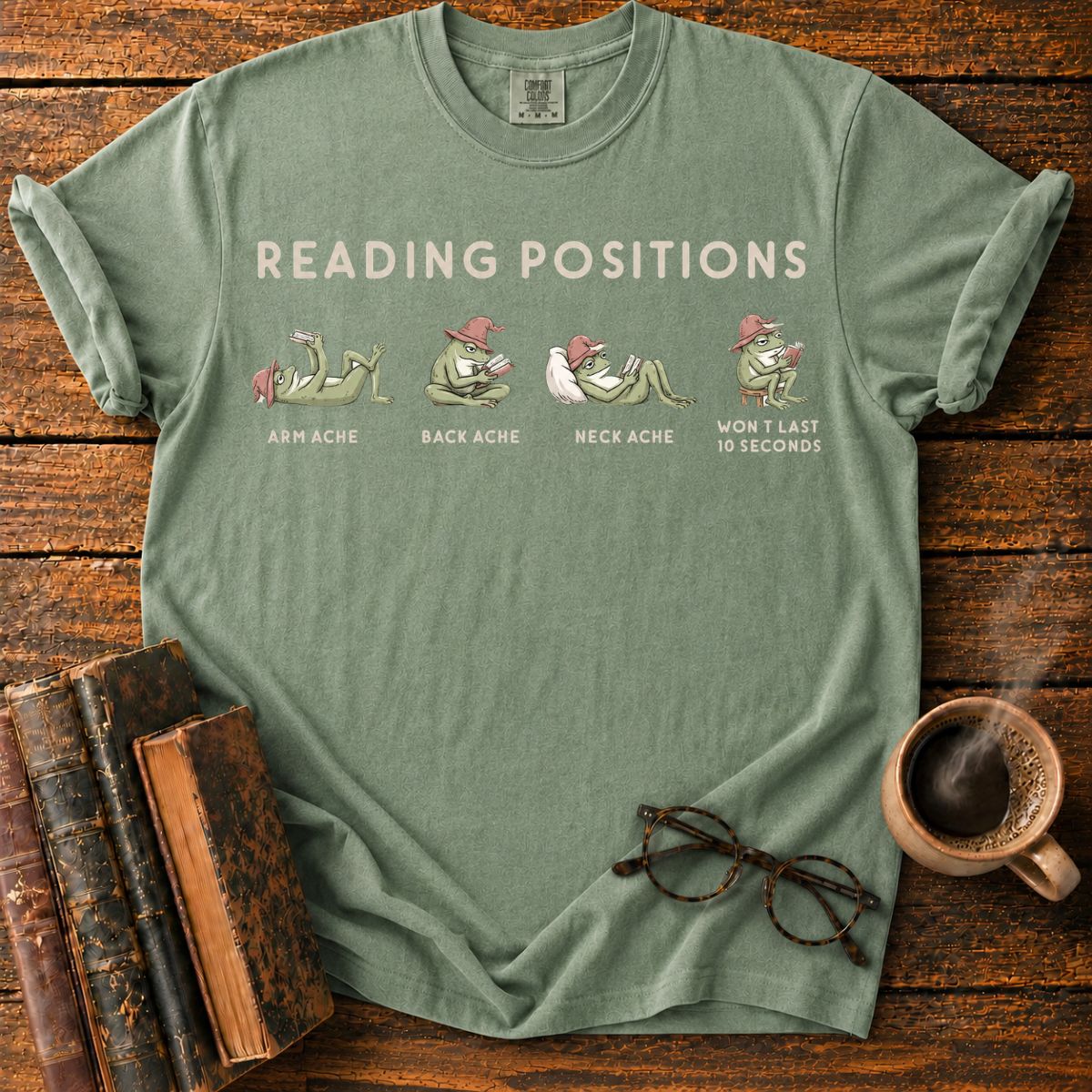 Frog Reading Positions Infographic T-Shirt