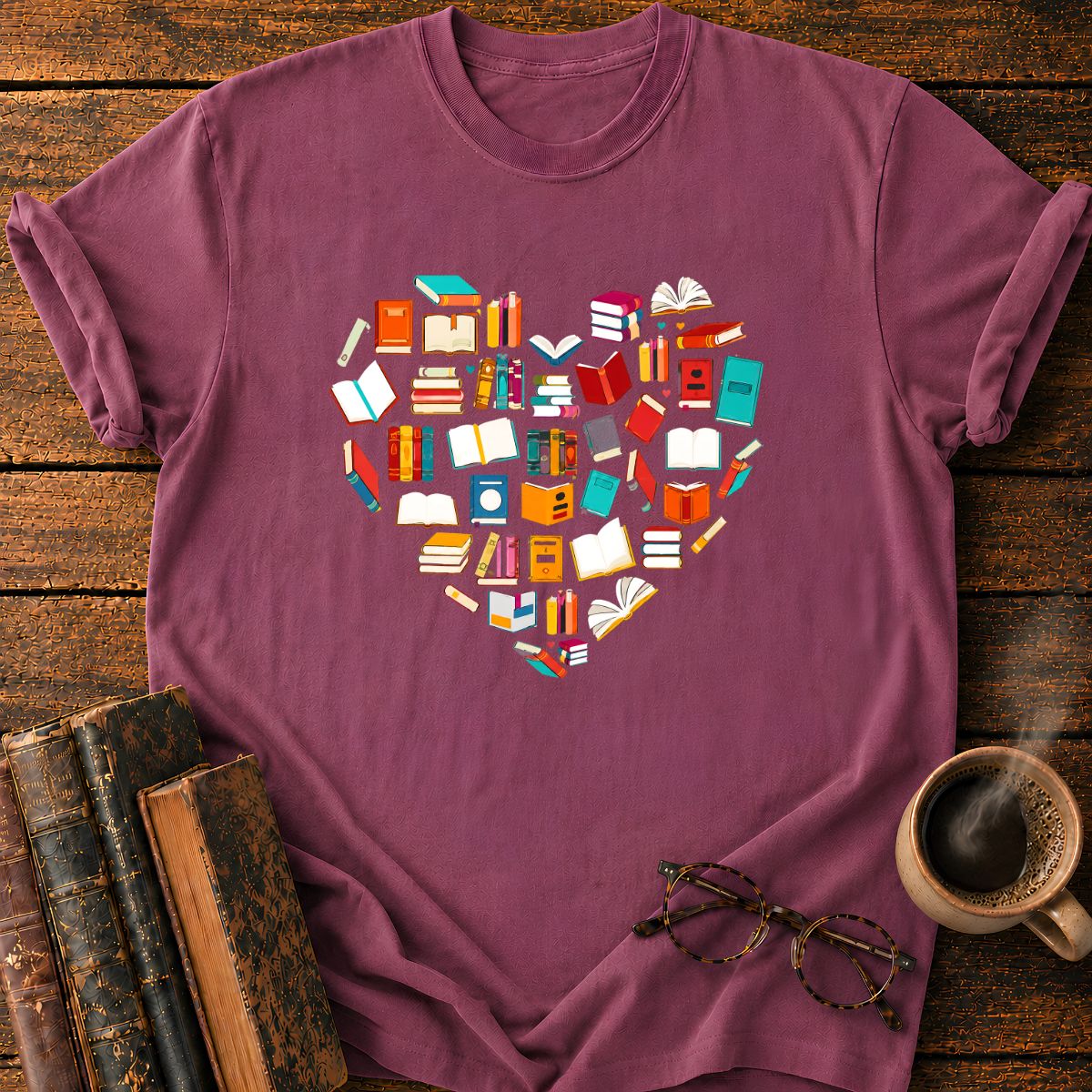 Colorful Book Heart T-Shirt