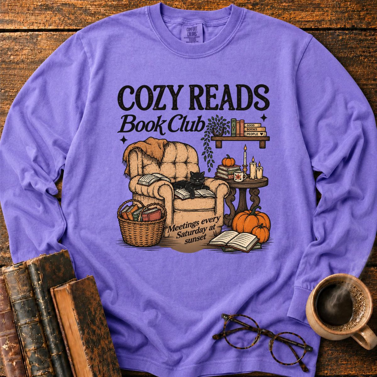 Cozy Reads Book Club LS T-Shirt