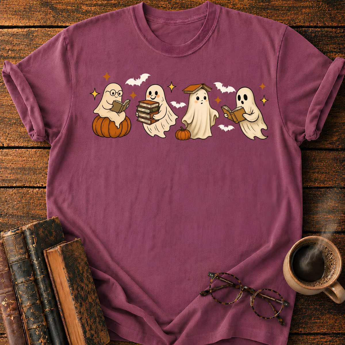 Ghosts Reading Books T-Shirt