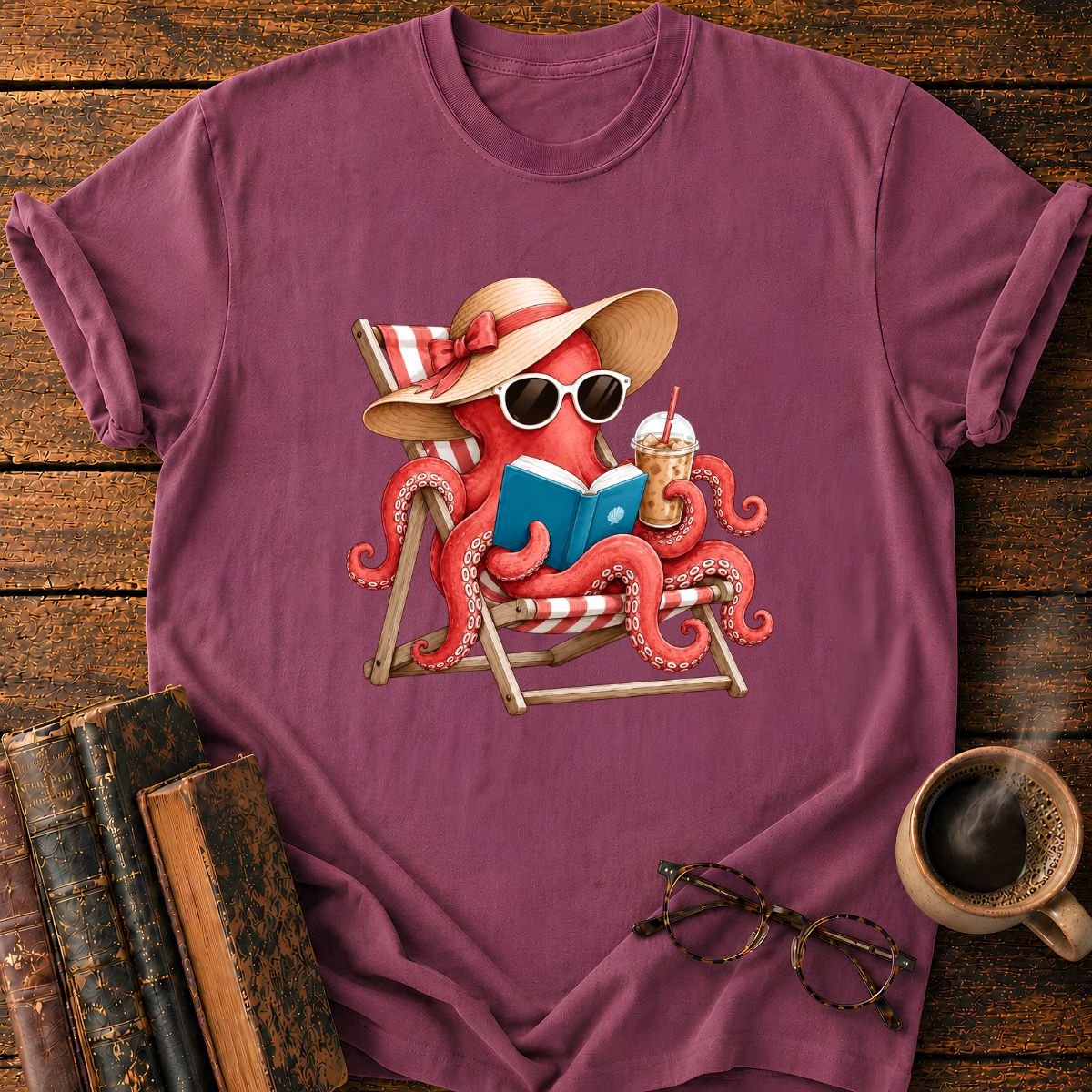 Octopus Reading T-Shirt