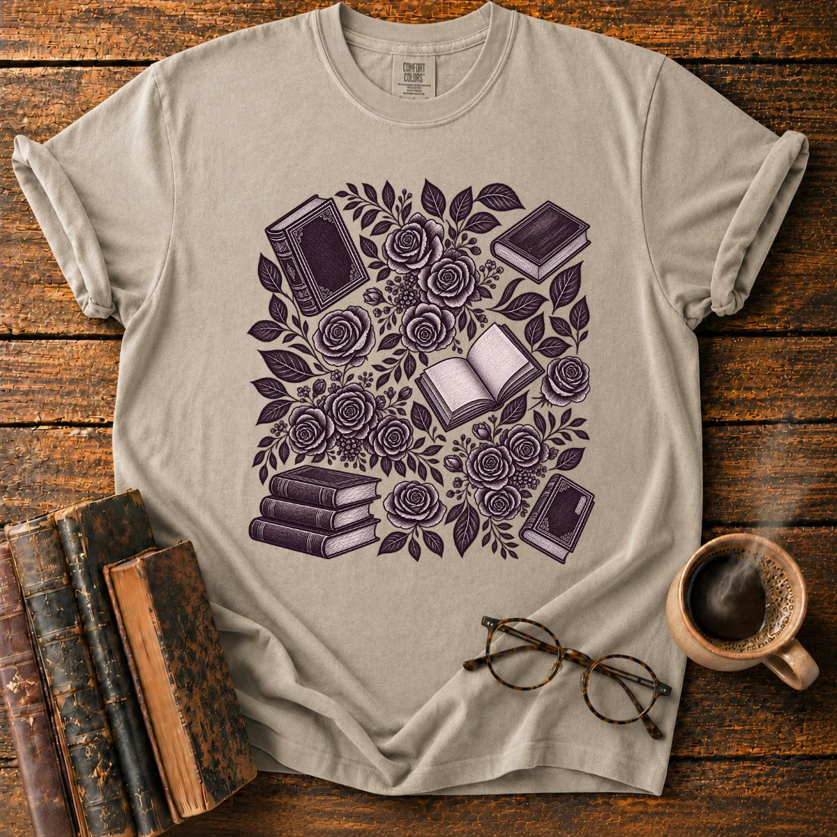 Inkbound Roses and Vintage Books T-Shirt
