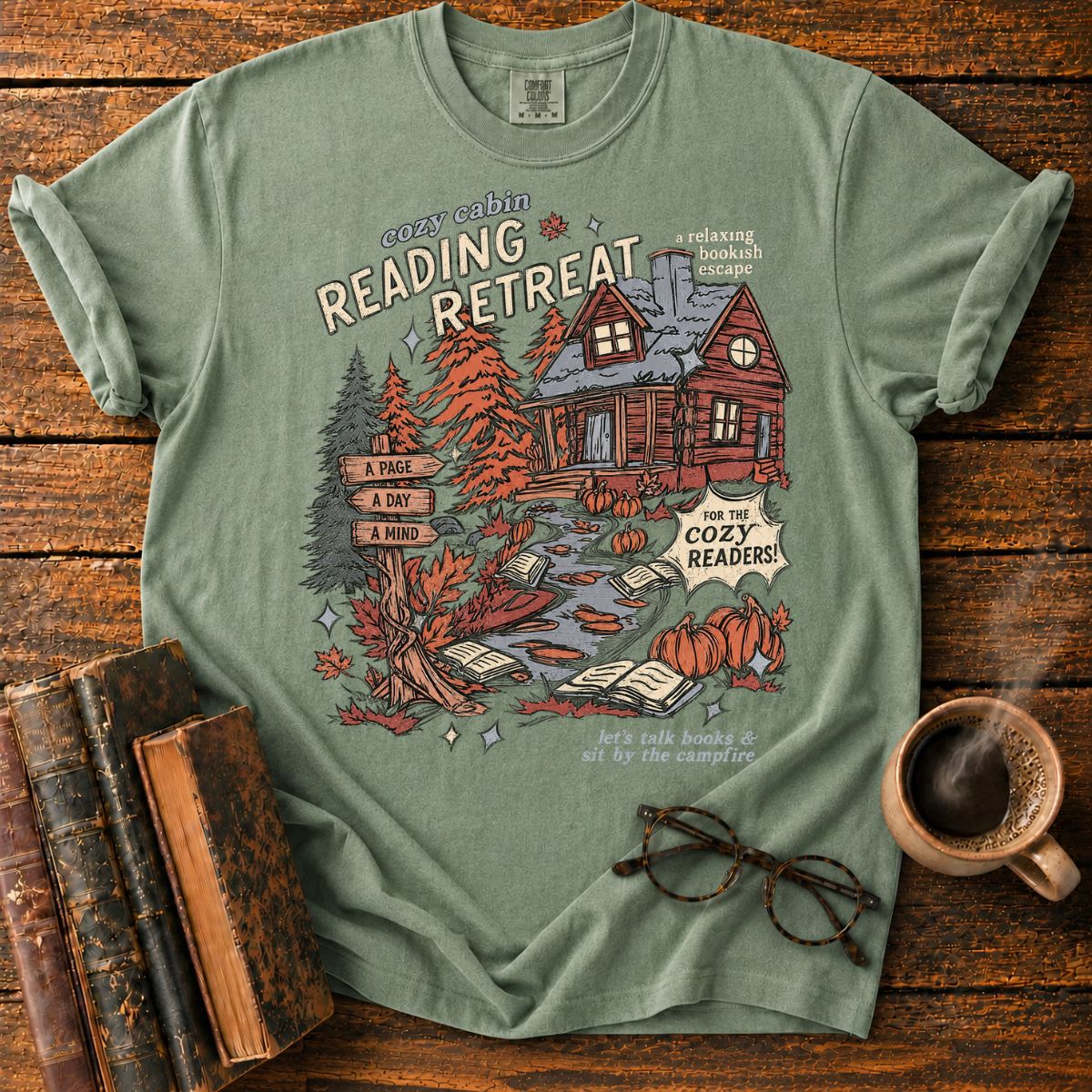 Cozy Cabin Reading Retreat T-Shirt
