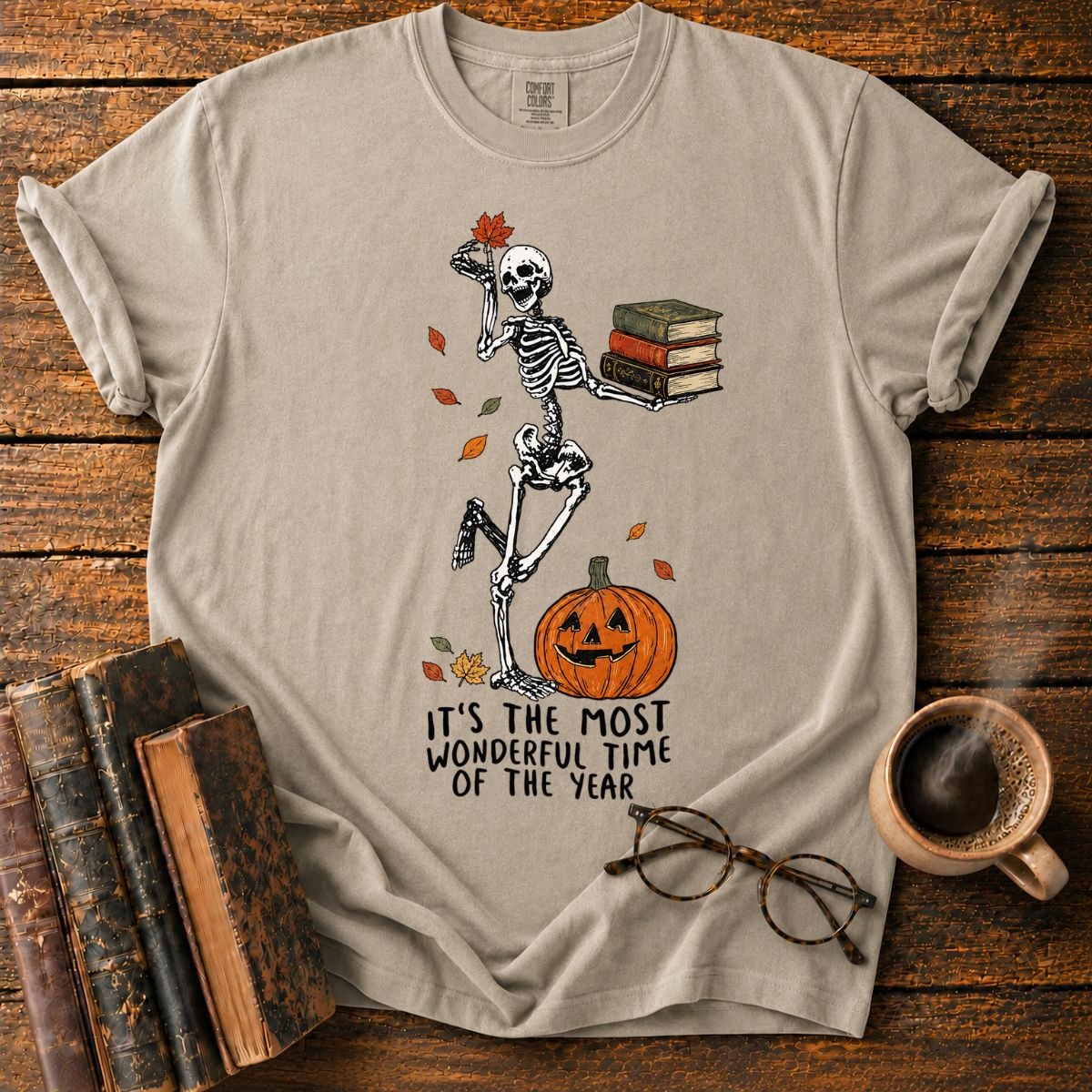 Dancing Skeleton’s Autumn Book Parade T-Shirt